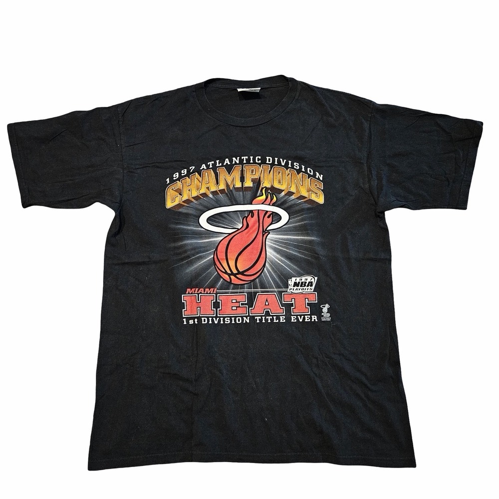 Vintage 1997 Miami Heat Atlantic Division Champions NBA T Shirt Mens XL